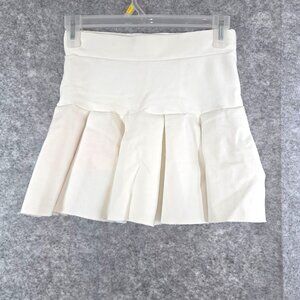 French Kiss Women's Skort Pleated Tennis Pull On Knit White Size M